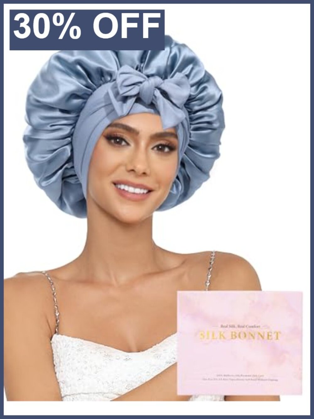 100% Mulberry Silk Bonnet for Sleeping Women Double Layer Hair Bonnet